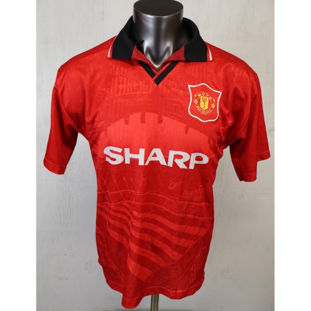 Vintage 1996 Manchester United Home Jersey Size M‎ SHARP Sponsor Red Football